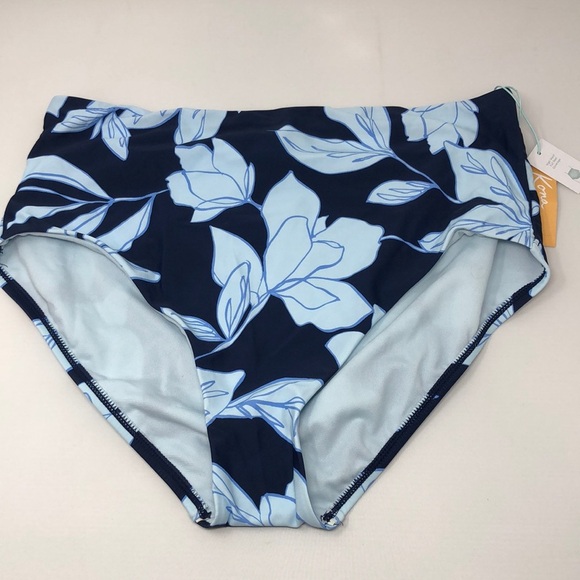 Kona Sol Bikini Bottoms Women's Size Large Floral Print High Waist Full Coverage - Picture 1 of 11